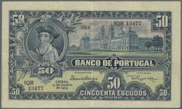 Portugal: 50 Escudos 1925 P. 136, Center And Horizontal Fold, Light Handling In Paper, No Holes Or Tears, Paper Is Crisp - Portugal