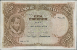 Portugal: 100 Escudos 1926 P. 124, Vertically And Horizontally Folded, Several Repairs Throughout The Note, At Each (whe - Portogallo