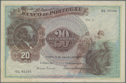 Portugal: 20 Escudos 1920 P. 122, Center Fold, 2 Small Border Tears (6mm At Upper And Lower Border) And One 2mm Tear At - Portogallo