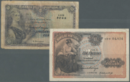 Portugal: Set Of 2 Notes Containing 20 Centavos 1920 P. 112b (F To F-) And 1 Escudo 1917 P. 113a (VF- With Crisp Paper A - Portugal