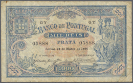 Portugal: 1000 Reis 1896 P. 73, Folds, Creases In Paper, No Holes Or Tears, Original Colors, Condition: F. - Portogallo