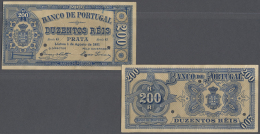 Portugal: 200 Reis 1891 Proof P. 63(p), Consisting Of 2 Pieces, Front And Back Seperatly Printed, Hole Cancellations, No - Portogallo