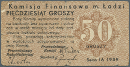 Poland / Polen: Komisja Finansowa Miasta Lodzi 50 Groszy 1939 In Used Condition With Tiny Tears At Upper And Lower Margi - Pologne