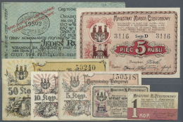 Poland / Polen: Set Of 7 Regional Issue Notes For Czestochwa Containing 1 Kopek 1916 And 10 Kopek 1916 (F), 5 Kopeks 191 - Pologne