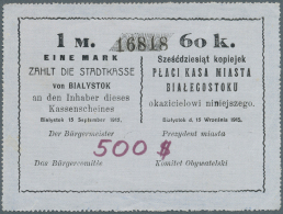 Poland / Polen: Die Stadtkasse Von Bialystok, 1 Mark 60 Kopeken 1915, Graffiti On Front, Tiny Tear At Lower Margin, Mino - Pologne