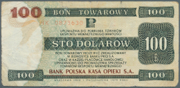 Poland / Polen: Bon Towarowy 100 Dolarow 1979, P.FX46 In Well Worn Condition, Tears At Upper And Lower Margin, Folds And - Polonia