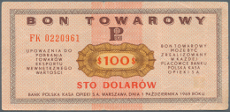 Poland / Polen: Bon Towarowy 100 Dolarow 1969, P.FX33, Several Folds And Tiny Tear At Upper Margin. Condition: F - Polonia