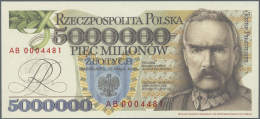 Poland / Polen: 5.000.000 Million Zlotych Official Replica Of An Unissued Project Note In Offset Print With Serial Numbe - Pologne