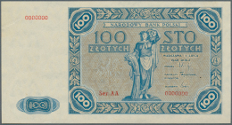 Poland / Polen: 100 Zlotych 1948 Color Trial Specimen With Serial # AA0000000 In Blue Instead Of Red Color P. 131cts, Re - Polonia