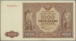 Poland / Polen: 1000 Zlotych 1946 P. 122, Never Folded, Light Handling In Paper And Corner Bend At Lower Right, No Holes - Pologne