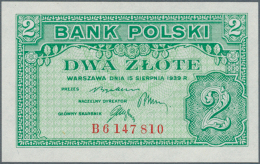 Poland / Polen: 2 Zlote 1939 Remainder, P.80r In Perfect UNC Condition. Very Rare! - Pologne