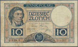 Poland / Polen: 10 Zlotych 1924, II. Emission, P.62, Well Worn With A Number Of Brownish Stains And Several Folds. Rare! - Polonia