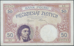 Poland / Polen: 50 Zlotych 1919, P.56, Repaired Tears At Upper And Lower Margin, Vertical Fold At Center, Pressed. Very - Polonia