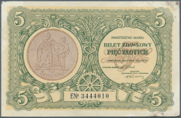 Poland / Polen: 5 Zlotych 1925, P.48, Black Stains At Upper And Lower Right Corner, Tiny Missing Part Of The Paper At Up - Polonia