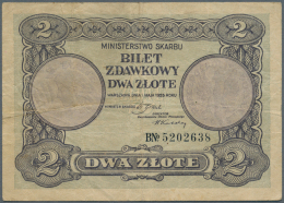 Poland / Polen: 2 Zlote 1925, P.47a, Several Folds And Creases In The Paper And Some Stains. Condition: F - Pologne