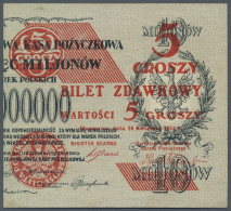 Poland / Polen: Provisional "Cut In Half" Bilet Zdawkowy (Utility Note) Issue 5 Grosz 1924 P. 43b In Condition: XF+. - Polonia