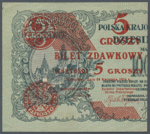 Poland / Polen: Provisional "Cut In Half" Bilet Zdawkowy (Utility Note) Issue 5 Grosz 1924 P. 43a In Condition: XF+. - Pologne