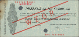 Poland / Polen: 50.000.000 Marek Polskich 1923 Specimen With Red Ovpt. WZOR And Specimen Number 0349053, P.40s, Punch Ho - Pologne