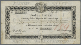 Poland / Polen: 1 Talar 1810, P.A12, Stained Paper With Several Folds And Tiny Tears And Holes At Center. Condition: F - Poland