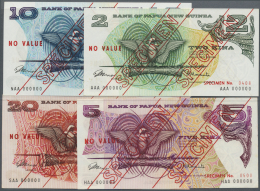 Papua New Guinea: 2, 5, 10 And 20 Kina ND(1975) SPECIMEN, P.1s-4s, 2 Kina With Tiny Rusty Spots At Lower Left, 5 Kina Wi - Papouasie-Nouvelle-Guinée