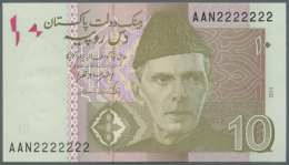 Pakistan: 10 Ruppes ND P. 45 With Interesting Serial Number #2222222, In Condition: AUNC. - Pakistan