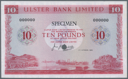 Northern Ireland / Nordirland: 10 Pounds 1966 Specimen P. 323s, Hole Cancellation, Zero Serial Numbers, Residuals From A - Altri & Non Classificati