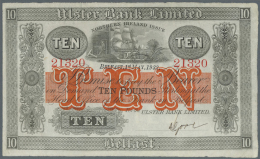 Northern Ireland / Nordirland: 10 Pounds 1933 P. 308, Ulster Bank Limited, Strong Paper With Original Colors, But Presse - Other & Unclassified