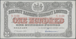 Northern Ireland / Nordirland: 100 Pounds 1963 P. 131c, Belfast Banking Company, Used With Light Folds But Without Holes - Altri & Non Classificati