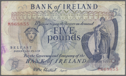 Northern Ireland / Nordirland: 5 Pounds ND(1968) P. 57b, Stronger Used Note, Ink Stains At Left Border, Folds, Border Te - Other & Unclassified