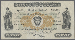 Northern Ireland / Nordirland: 20 Pounds 1929 P. 54, Bank Of Ireland, Highly Rare Note, Crisp Paper, Not Pressed, One Li - Other & Unclassified