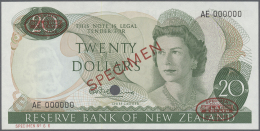 New Zealand / Neuseeland: 20 Dollars ND (1967-68) Specimen P. 167as With Red "Specimen" Overprint At Center, Cancellatio - Nuova Zelanda