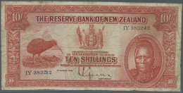 New Zealand / Neuseeland: 10 Shillings ND P. 154, Used With Several Folds And Creases, Stain In Paper, Softness In Paper - Nuova Zelanda