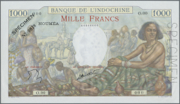 New Caledonia / Neu Kaledonien: 1000 Francs ND SPECIMEN P. 43s, With Zero Serial Numbers, Black Specimen Overprint At Up - Nouméa (Nuova Caledonia 1873-1985)