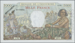 New Caledonia / Neu Kaledonien: 1000 Francs ND SPECIMEN P. 43s, With Zero Serial Numbers, Black Specimen Overprint At Up - Nouméa (New Caledonia 1873-1985)