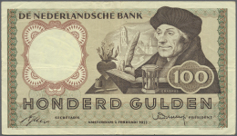 Netherlands / Niederlande: 100 Gulden 1953 P. 88, Center Fold, Vertical Fold, Normal Handling In Paper But No Holes Or T - Other & Unclassified