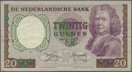 Netherlands / Niederlande: 20 Gulden 1955 P. 86, Horizontal And Vertical Fold, Light Handling In Paper, No Holes Or Tear - Autres & Non Classés