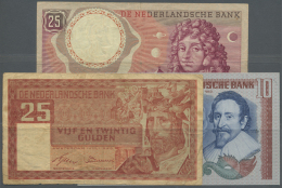 Netherlands / Niederlande: Set Of 3 Notes Containing 25 Gulden 1949 P. 84 (F-), 10 Gulden 1953 P. 85 (XF-) And 25 Gulden - Autres & Non Classés