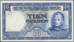 Netherlands / Niederlande: 10 Gulden 1949 SPECIMEN, P.83s With Specimen Number 121 At Upper Left, Very Soft Diagonal Ben - Other & Unclassified