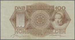 Netherlands / Niederlande: 100 Gulden 1947 P. 82, With Center And Horizontal Fold, Handling In Paper, No Holes Or Tears, - Altri & Non Classificati