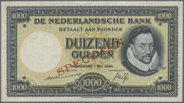Netherlands / Niederlande: 1000 Gulden 1945 Specimen P. 80s, Rare Note In Great Condition With Only Light Dints At Upper - Other & Unclassified