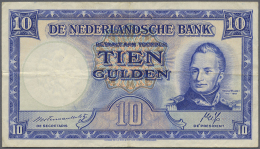 Netherlands / Niederlande: 10 Gulden 1945 P. 75b, Several Folds In Paper, But No Holes Or Tears, Still Crisp And Bright - Altri & Non Classificati