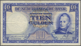 Netherlands / Niederlande: 10 Gulden 1945 P. 75b, Several Folds In Paper, But No Holes Or Tears, Still Crisp And Bright - Other & Unclassified