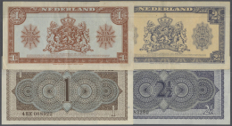 Netherlands / Niederlande: Set Of 3 Different Banknotes Containing 1 Gulden 1945 P. 70 (VF-), 2,5 Gulden 1945 P. 71 (VF) - Altri & Non Classificati