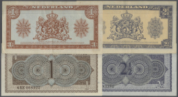 Netherlands / Niederlande: Set Of 3 Different Banknotes Containing 1 Gulden 1945 P. 70 (VF-), 2,5 Gulden 1945 P. 71 (VF) - Other & Unclassified