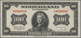 Netherlands / Niederlande: 100 Gulden 1943 P. 69a, Only A Very Very Light Center Fold, Light Handling In Paper But No St - Other & Unclassified