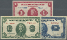 Netherlands / Niederlande: Set Of 3 Different Banknotes Containing 1 Gulden 1943 P. 64a (XF), 2,5 Gulden 1943 P. 65a (VF - Altri & Non Classificati