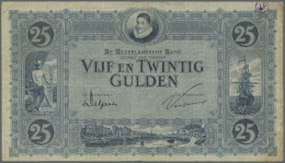 Netherlands / Niederlande: 25 Gulden 1927 P. 45, With Several Folds In Paper, One Very Tiny Center Hole And A Tiny Pinho - Altri & Non Classificati