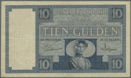 Netherlands / Niederlande: 10 Gulden 1929 P. 43b, One Central And One Vertical Fold, Light Creases And 2 Corner Folds, N - Autres & Non Classés