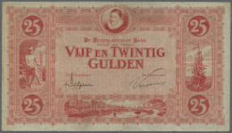 Netherlands / Niederlande: 25 Gulden 1923 P. 36c, 3 Vertical And 1 Horizontal Fold, Creases In Paper But No Holes Or Tea - Other & Unclassified