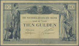 Netherlands / Niederlande: 10 Gulden 1921 P. 35, Center And Horizontal Fold, No Tears, One Very Tiny Pinhole At Lower Le - Altri & Non Classificati